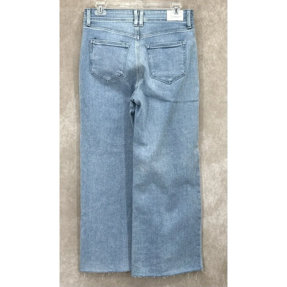 PAIGE Anessa Wide Leg Cropped Jeans Size 27 Shooting Star Raw Hem High Rise - Picture 4 of 11